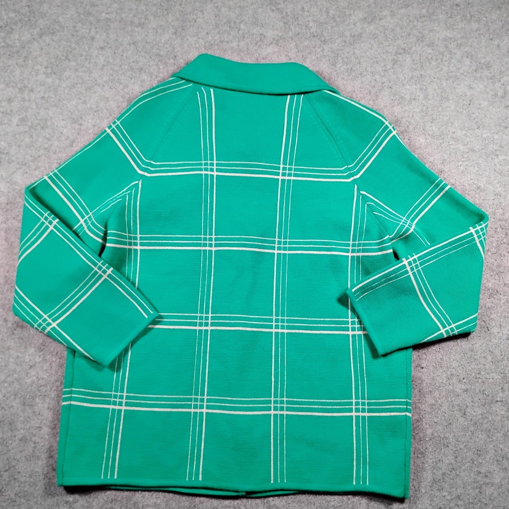 Vintage 100% Pure Wool Women's Green Plaid Button Up Cardigan Jacket Size 12 - Picture 7 of 8